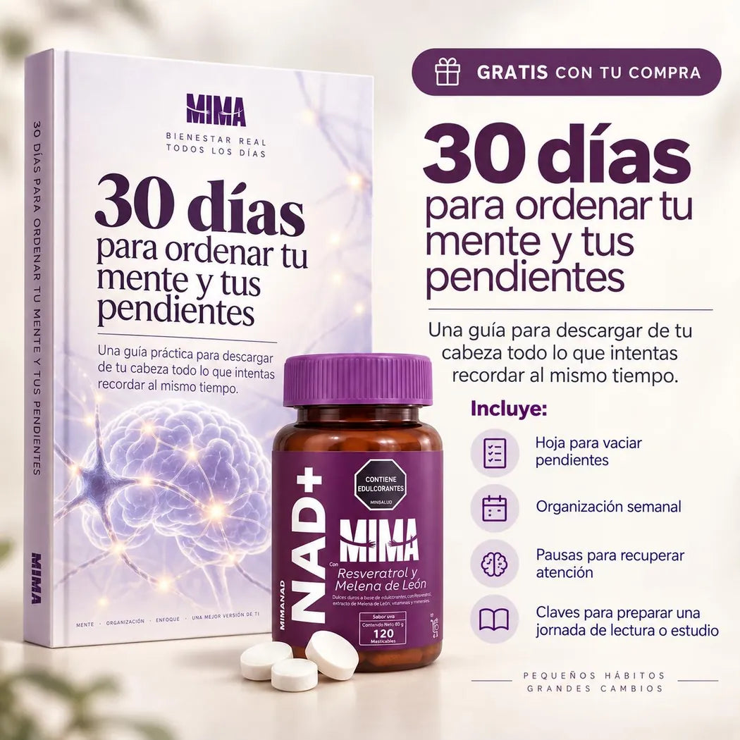 Guía digital gratis con tu compra de MIMANAD: 30 días para ordenar tu mente y tus pendientes