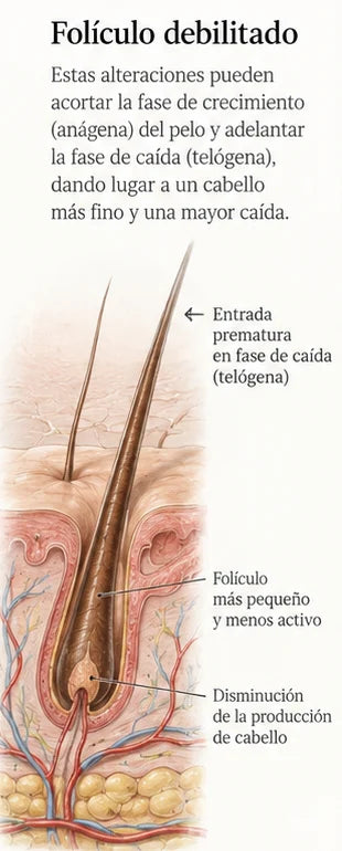 Folículo debilitado: un cabello más fino y una mayor caída